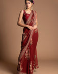 Dahlia Vintage Floral Design Draped Saree