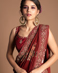 Dahlia Vintage Floral Design Draped Saree