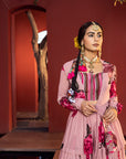 Sakina Cape Jacket Sharara Set With Bustier