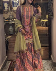Rehmat Lehenga Set Pink Lilac Green Lehenga Set - image 1