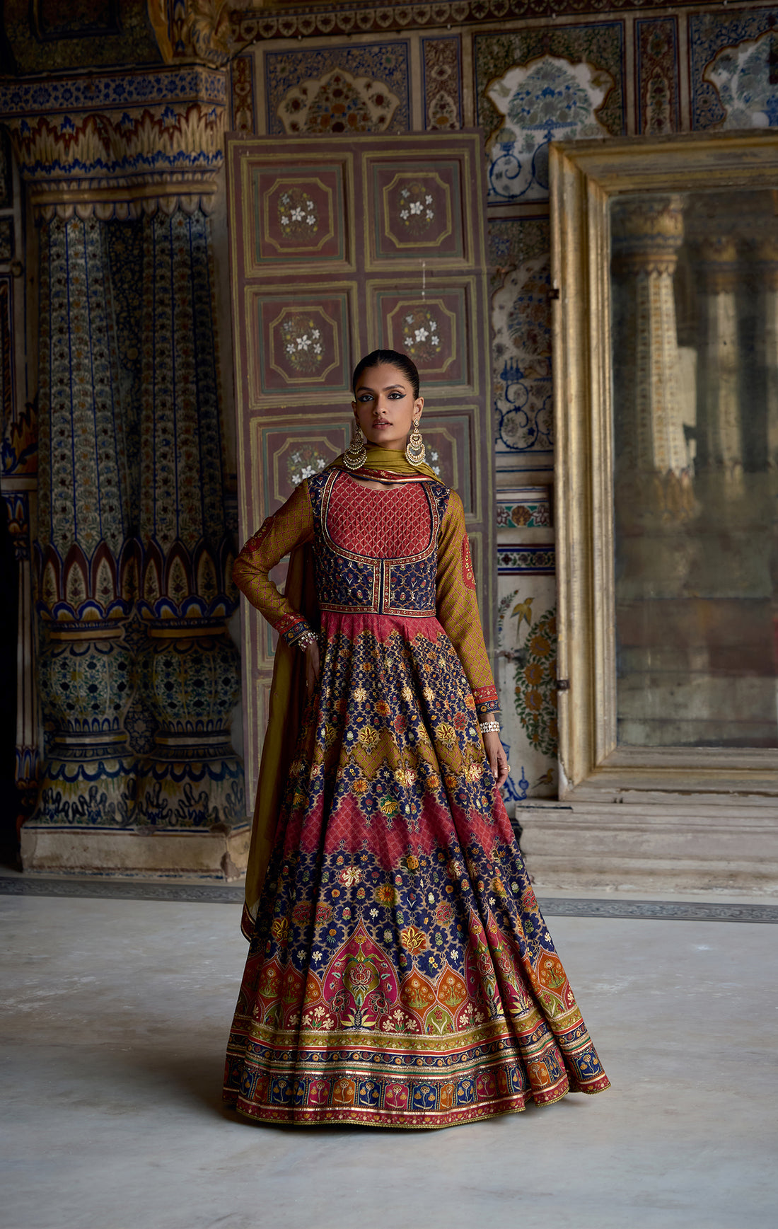 There is a timeless quality to a well-made floral anarkali —and Kalista's take on it is just that. Floor-length flares, delicate zari detailing, and a fit that moves beautifully. Perfect for the mehendi morning or a relaxed sangeet evening when you want to look effortlessly put-together.
