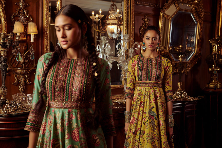 Bageecha Peacock Anarkali Set
