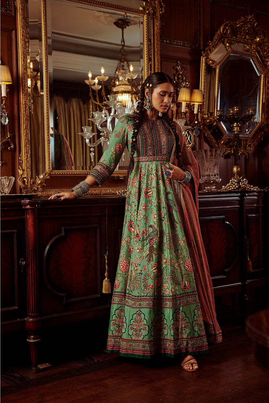 Bageecha Peacock Anarkali Set