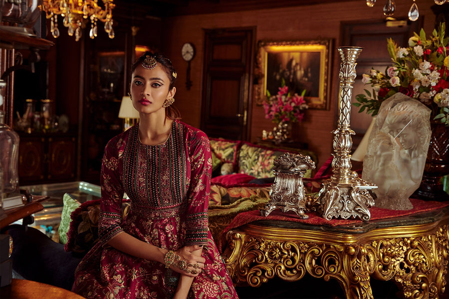 Bageecha Peacock Anarkali Set