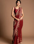 Dahlia Vintage Floral Design Draped Saree