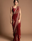 Dahlia Vintage Floral Design Draped Saree