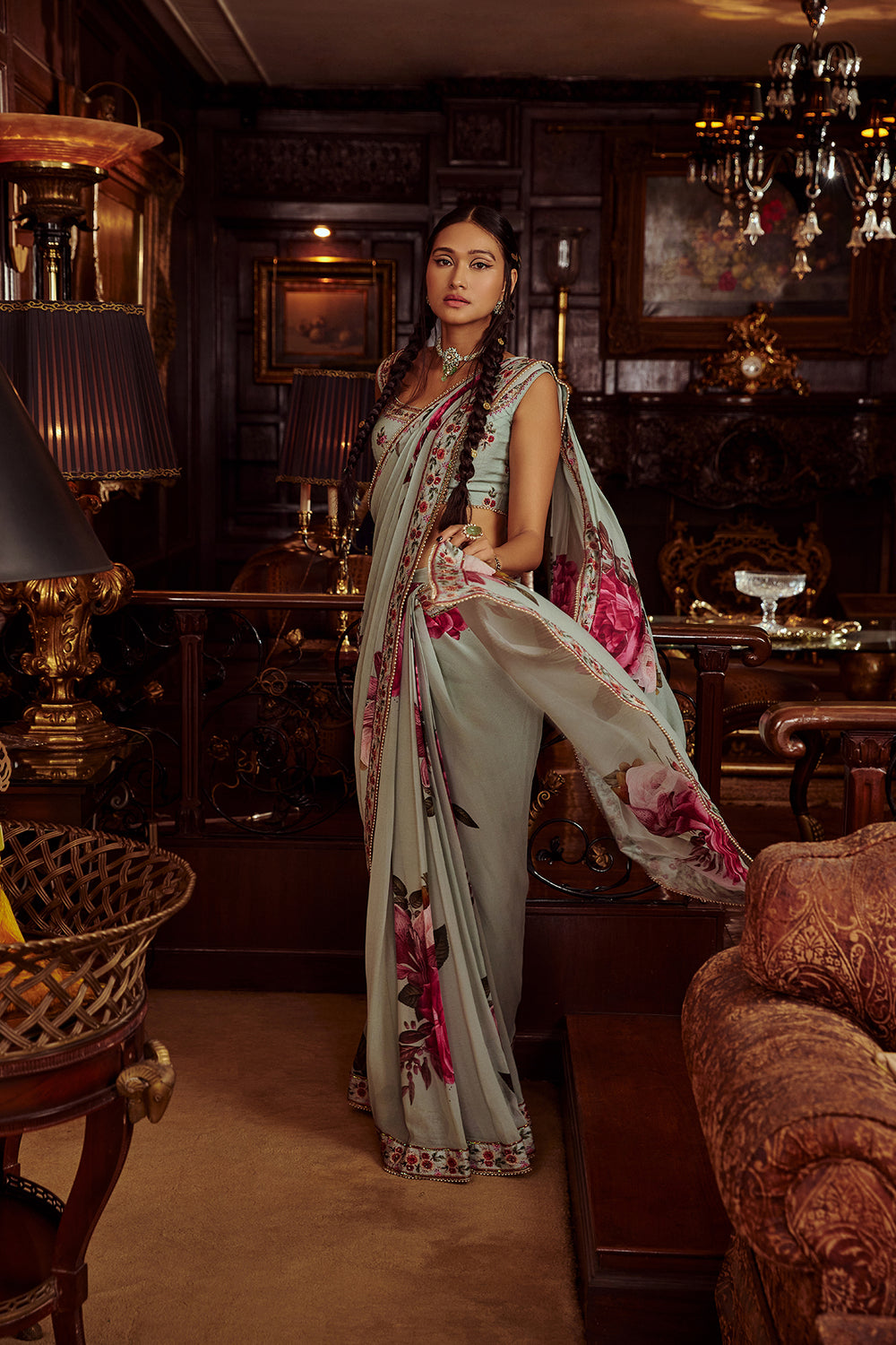 Idika Vintage Rose Handcrafted Saree
