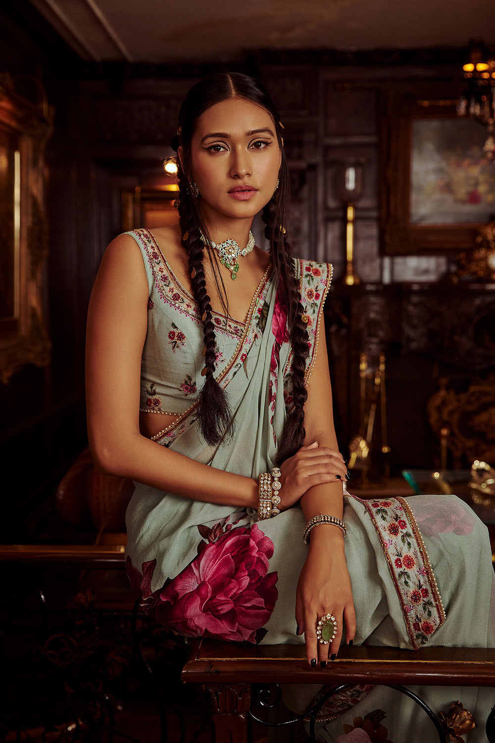 Idika Vintage Rose Handcrafted Saree