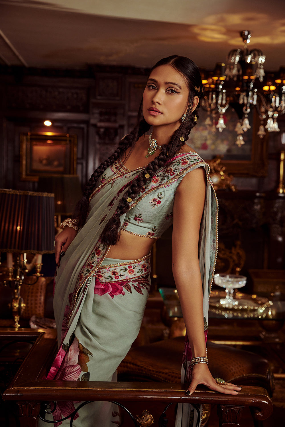 Idika Vintage Rose Handcrafted Saree