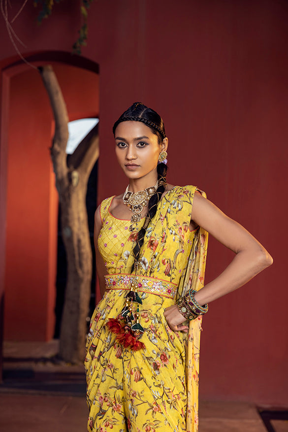 Aksa Pre-Draped Gharara Saree
