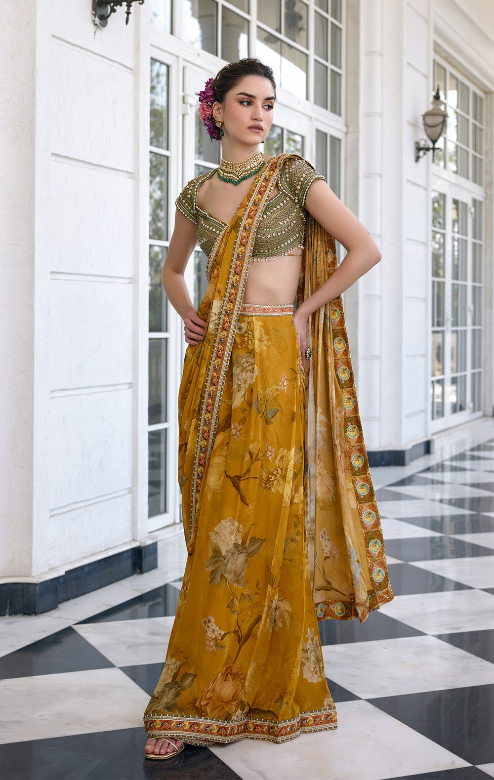 Frida Draped Saree Set