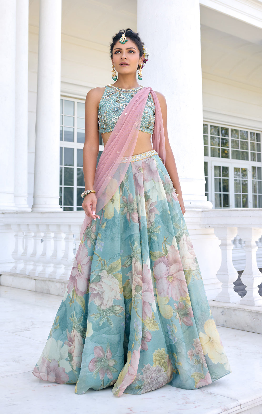 A personality entirely its own, sitting in that considered mid-range embellishment space that works beautifully alongside bridal looks without ever competing. Contemporary sensibil