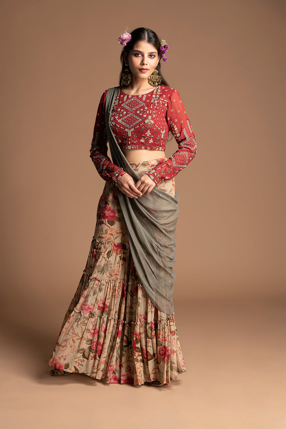 Amelia Gharara Set With Draped Dupatta