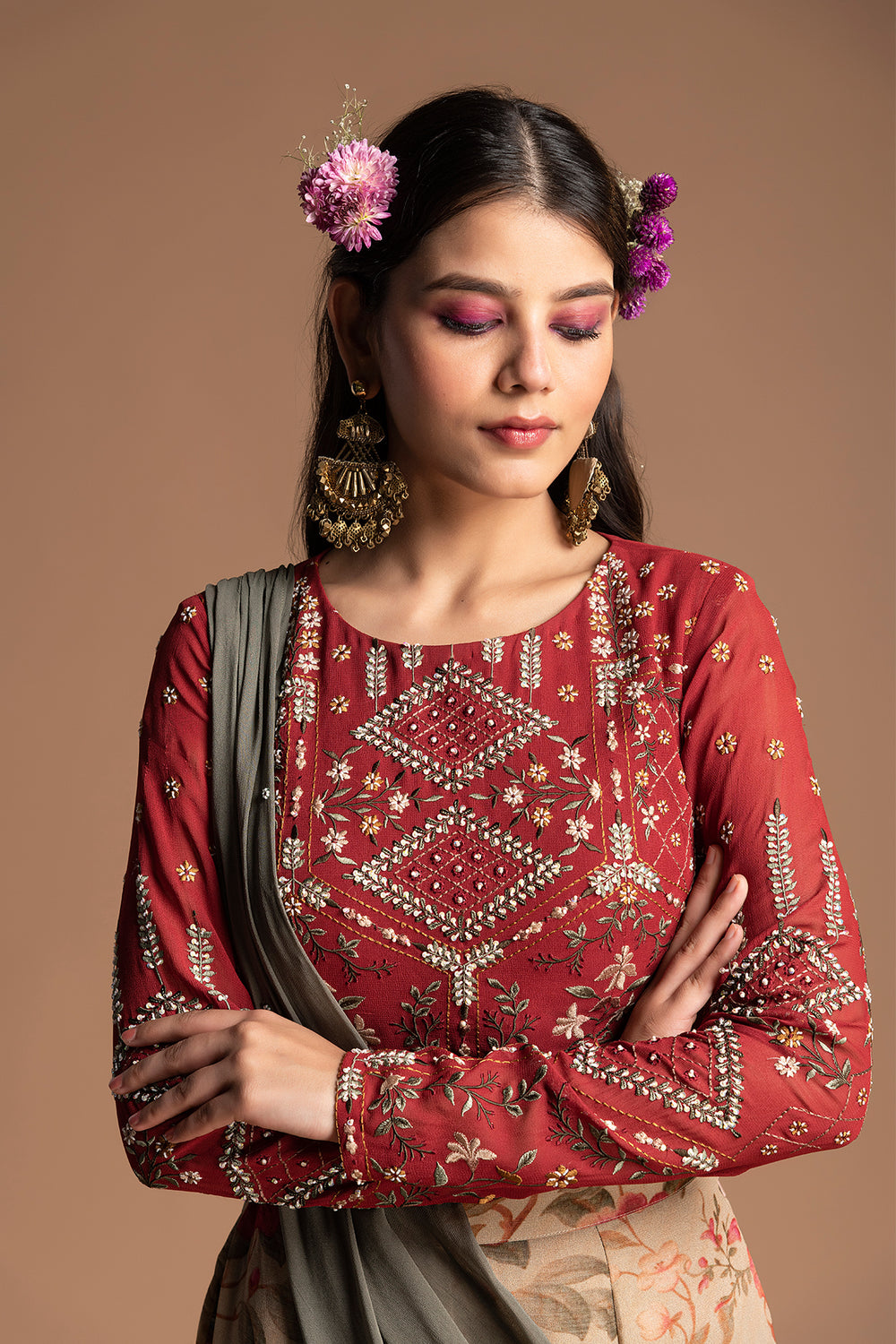 Amelia Gharara Set With Draped Dupatta