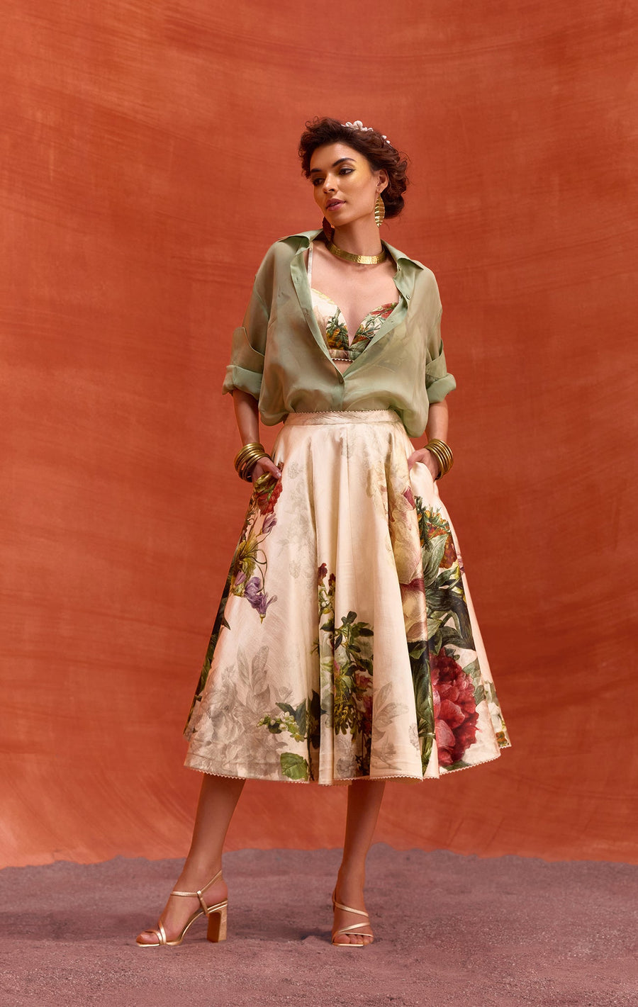 shirt and skirt dress Melinda Skirt Set With Shirt – Kalista-Ind