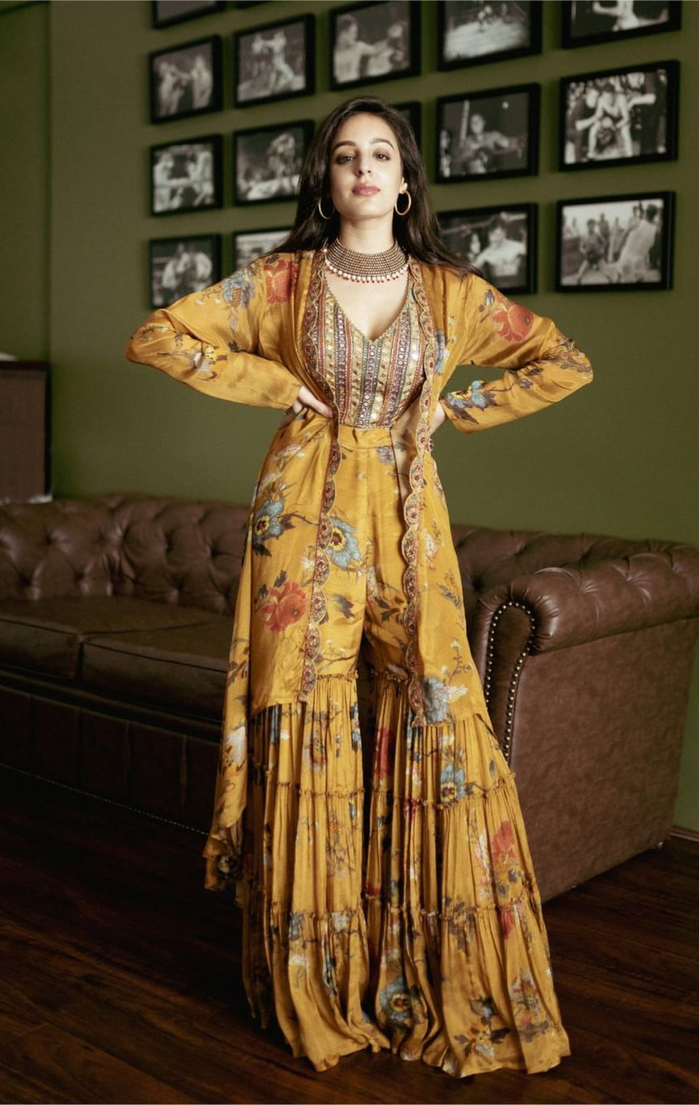 Tarini Manchanda in Saira Cape Set With Gharara And Bustier